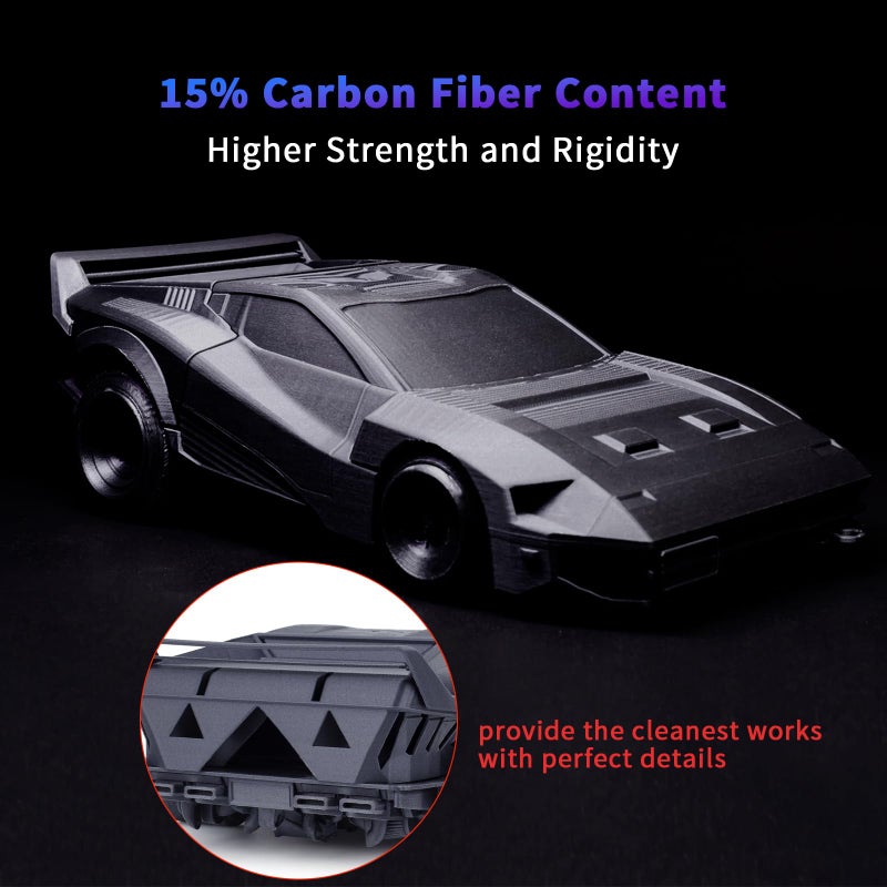 ZIRO Carbon Fiber PLA Filament 1.75mm, CF PLA 3D Printer Filament, Reinforced Material 0.8KG Spool, 15% Carbon Fiber Contained, Fits for Almost All FDM 3D Printers, 1.76lbs, Black - Image 4